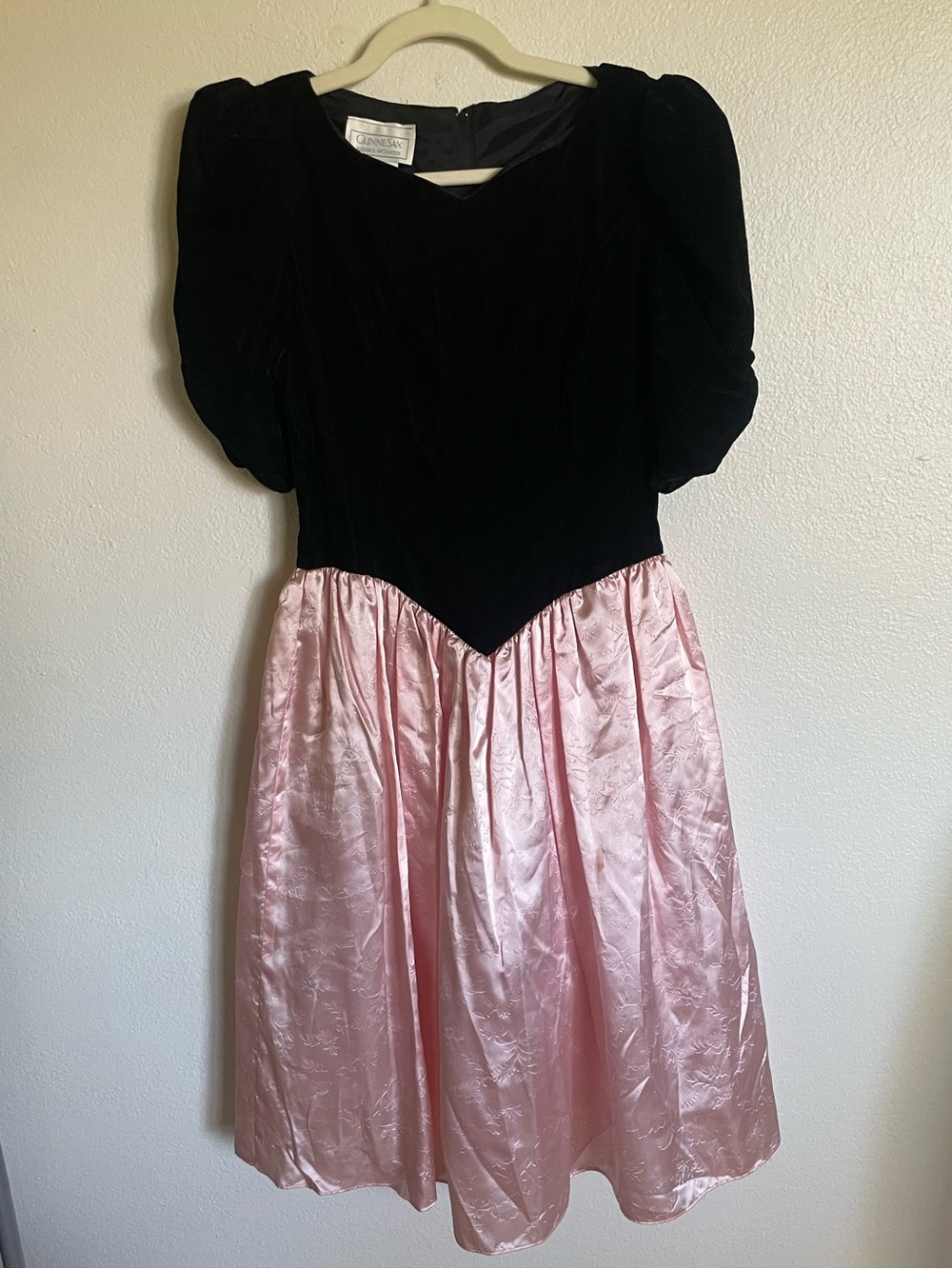VTG 80s Gunne Sax Jessica McClintock Velvet Satin Drop Waist Party Dress Sz 10